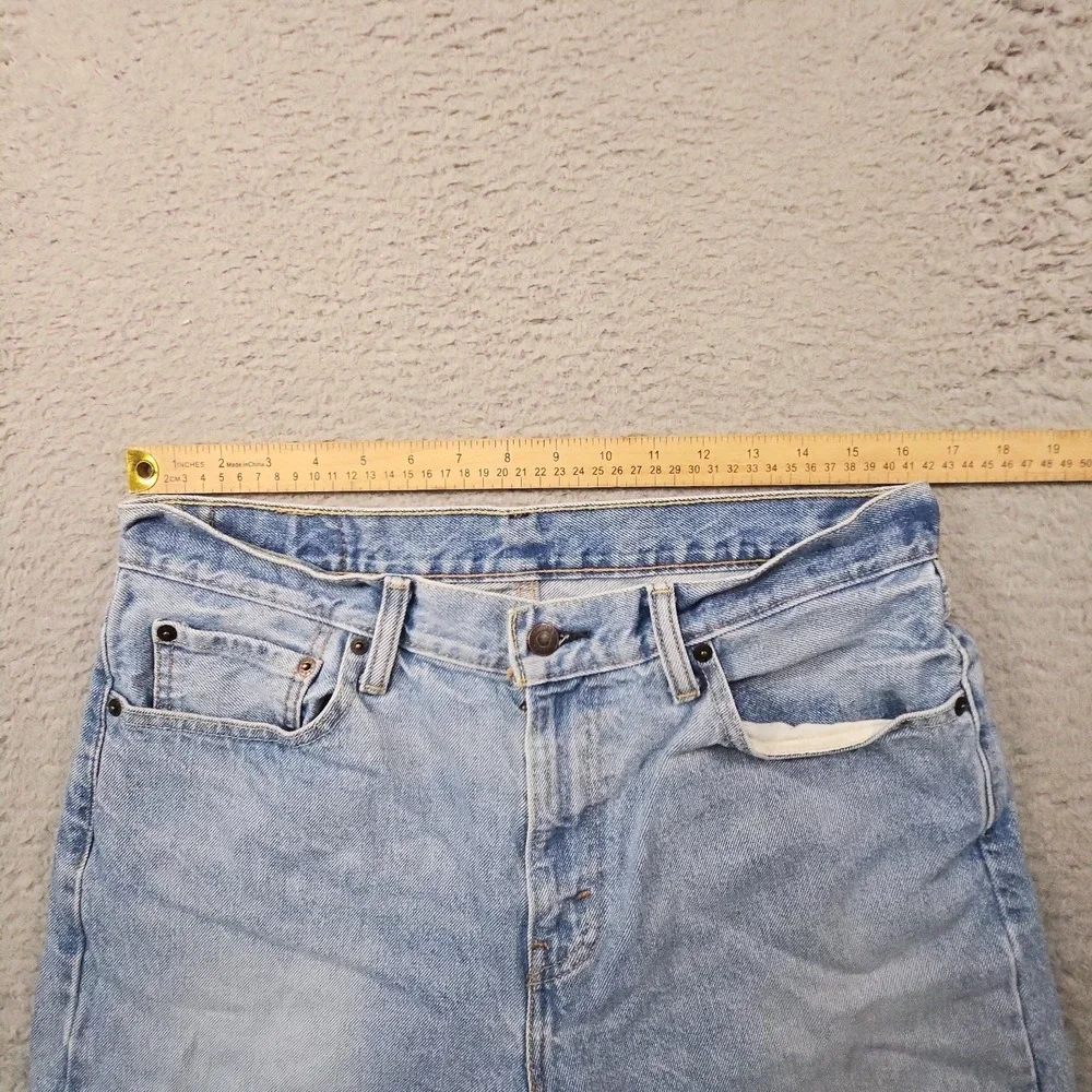 Levis 505 Jean Shorts Mens 33 Blue Denim Light Wash Fade Grunge Normcore Dad